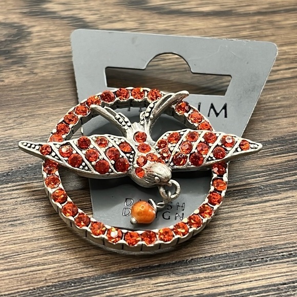 Bird Pendant Red Crystal Bird In Flight Pearl Drop Bird | Pilgrim Danish Design - Picture 4 of 6